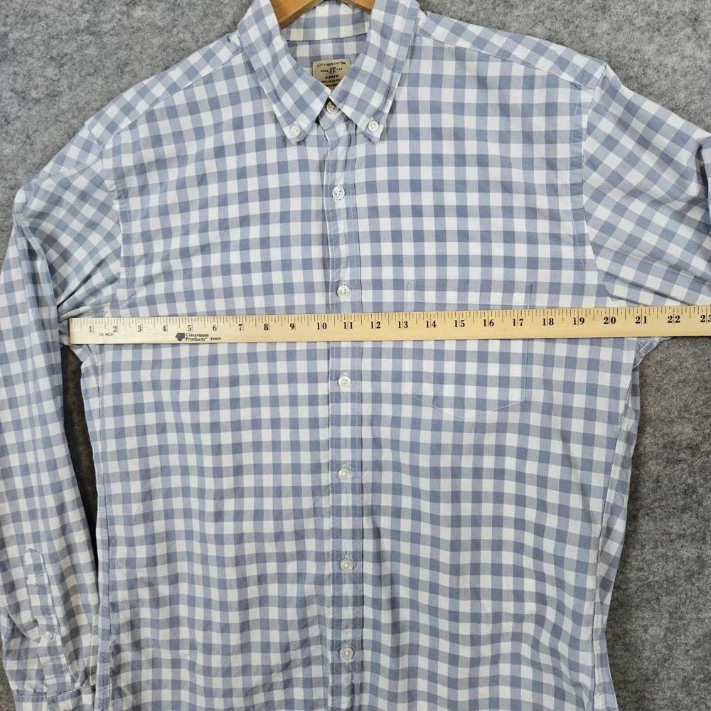 J‎ Crew Men's Gray & White Checked Dress Shirt Size M 15-15 1/2 100% Cotton SPOT